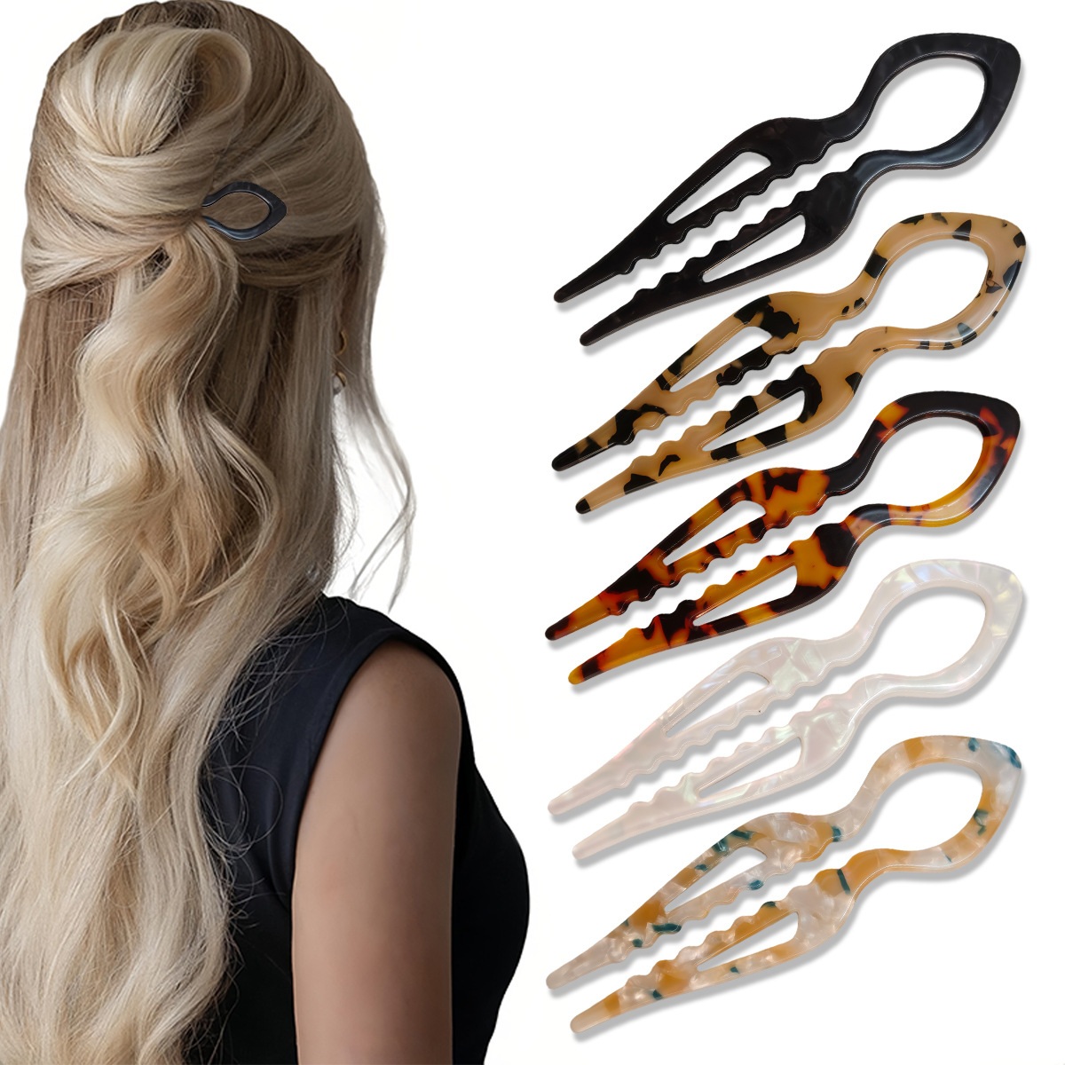 U-Shaped Hair Sticks Tortoises - Women Accessories Shop 评论和价格