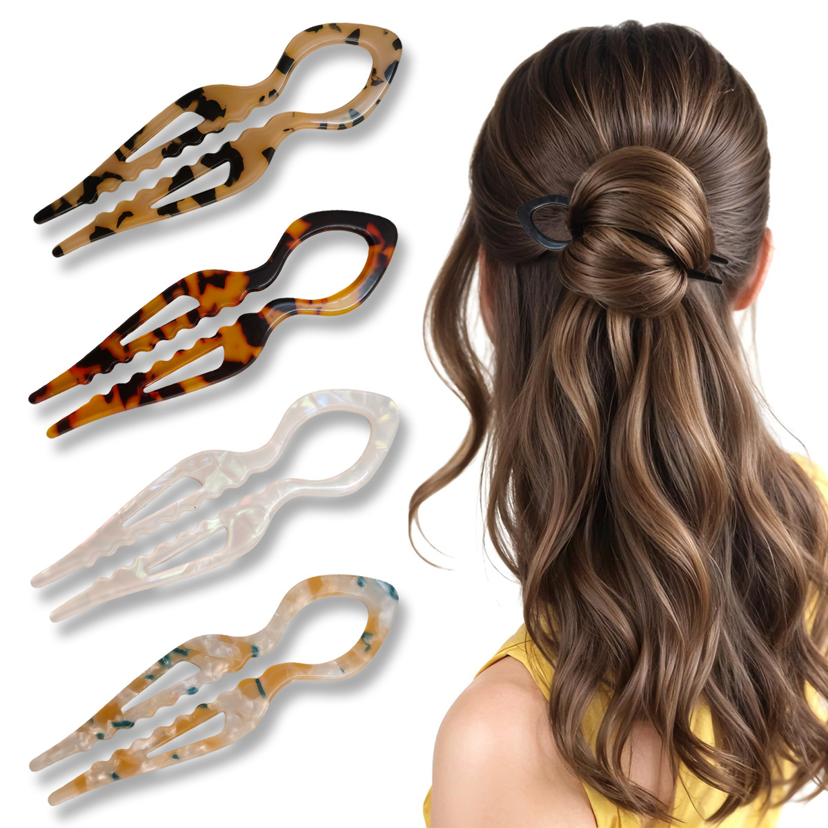 U-Shaped Hair Sticks Tortoises - Women Accessories Shop 评论和价格
