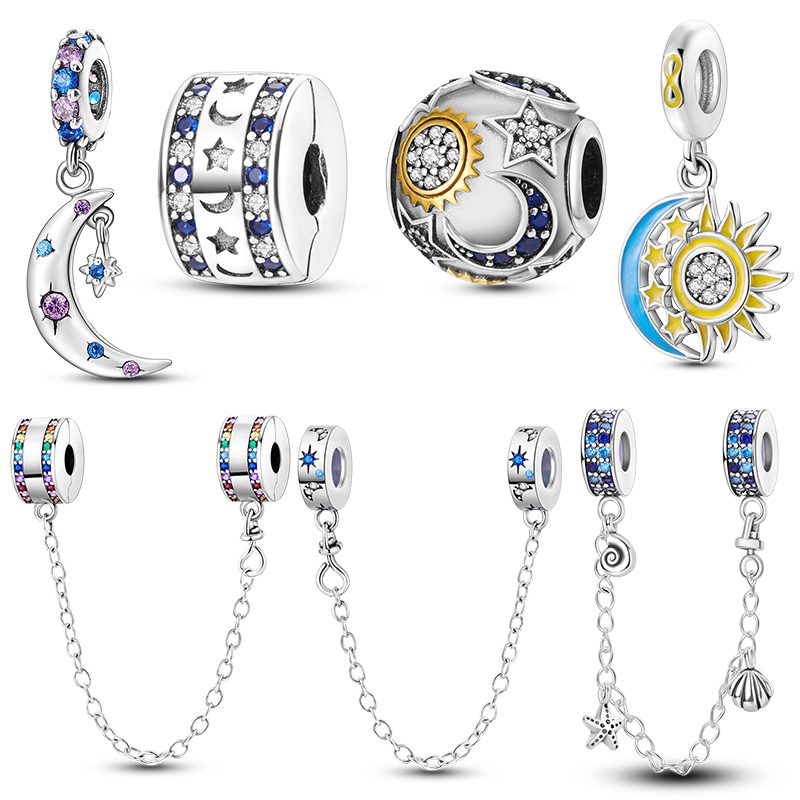Silver Moon Stars Dangle Charm - Women Accessories Pandora 评论和价格