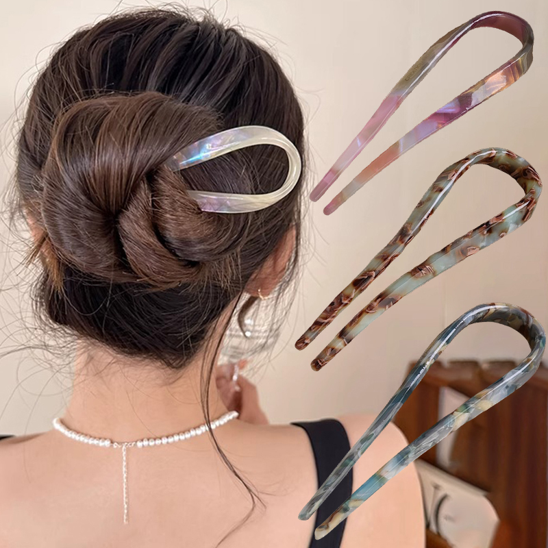 U-Shaped Hair Sticks Acetate A - Women Accessories Shop 评论和价格