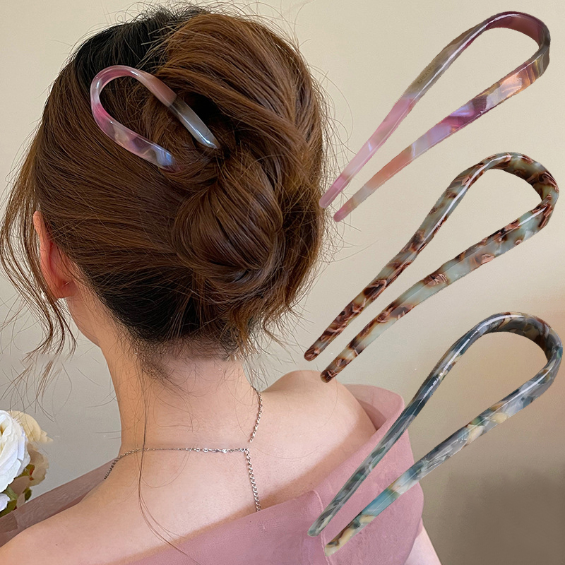U-Shaped Hair Sticks Acetate A - Women Accessories Shop 评论和价格