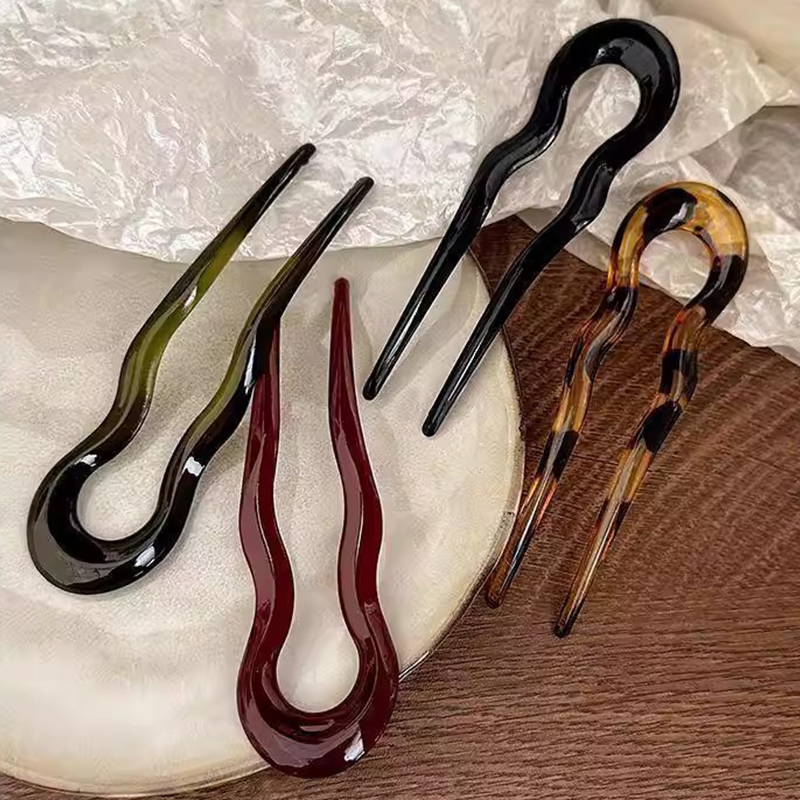 Elegant Acrylic U-shaped Hairp - Women Accessories Aesthetic 评论和价格