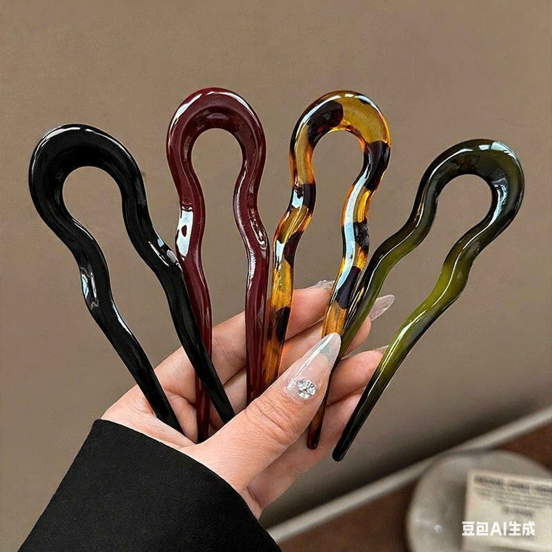 Elegant Acrylic U-shaped Hairp - Women Accessories Aesthetic 评论和价格